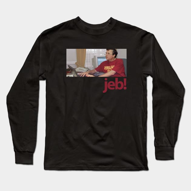 Jeb on the computer! Long Sleeve T-Shirt by cxm0d